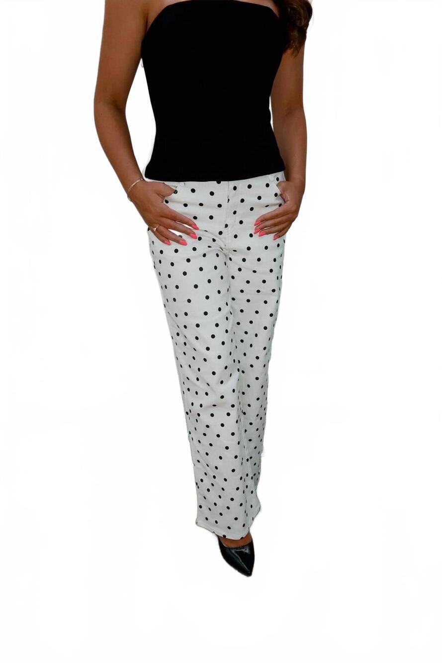 NEW LE LIS polka dot pants in white